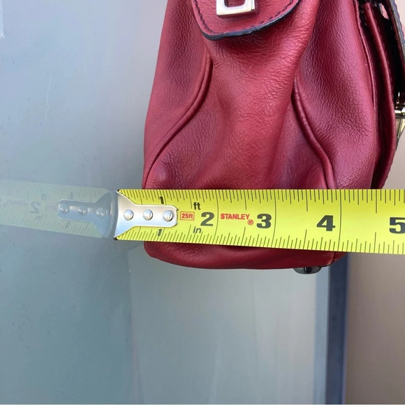 MARC JACOBS Handbag Deep Red Double Pockets Leather Silver Hardware Satchel - Picture 7 of 16